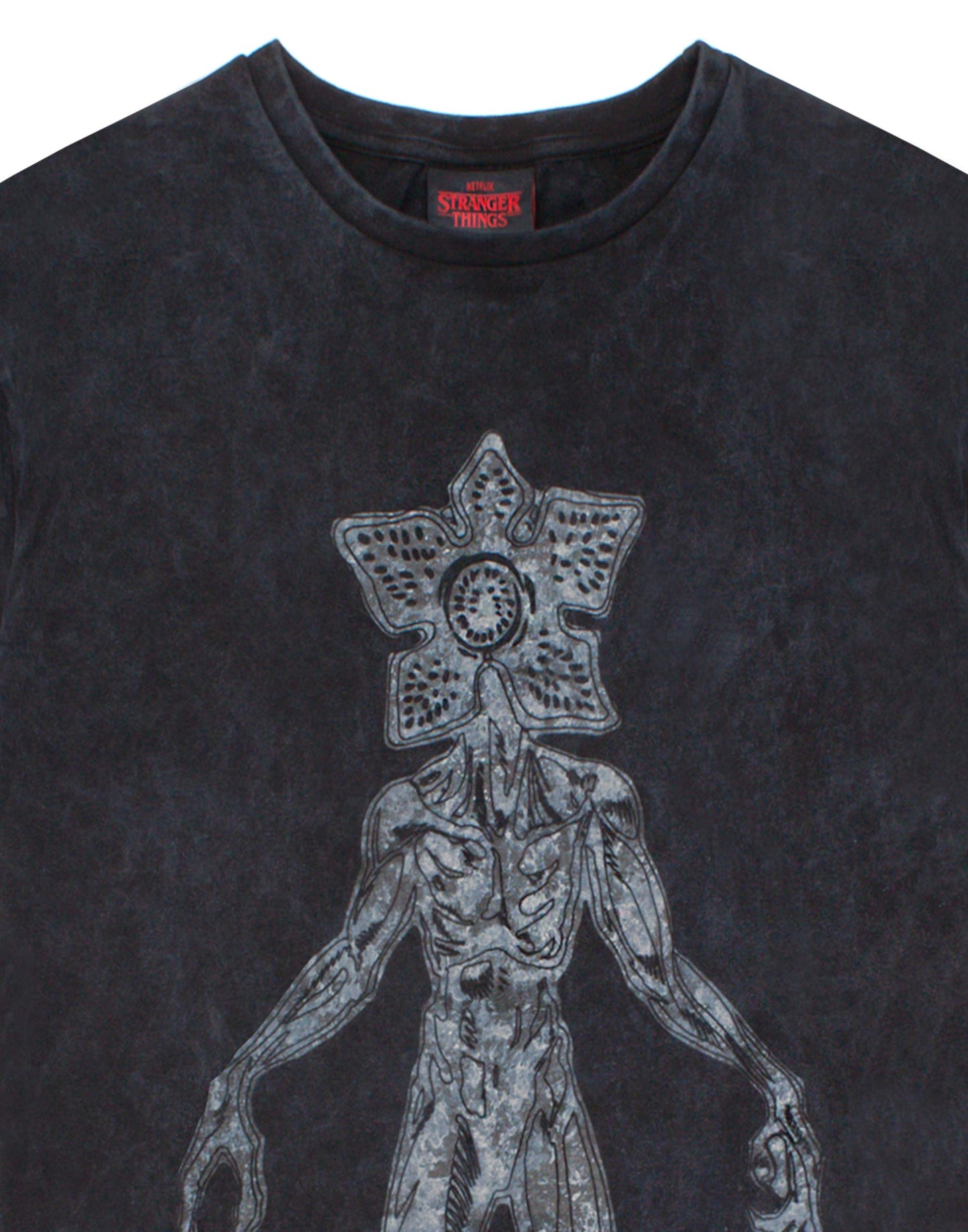 T Shirt for Women - Adults Charcoal Acid Wash Demogorgon Top (image 6)