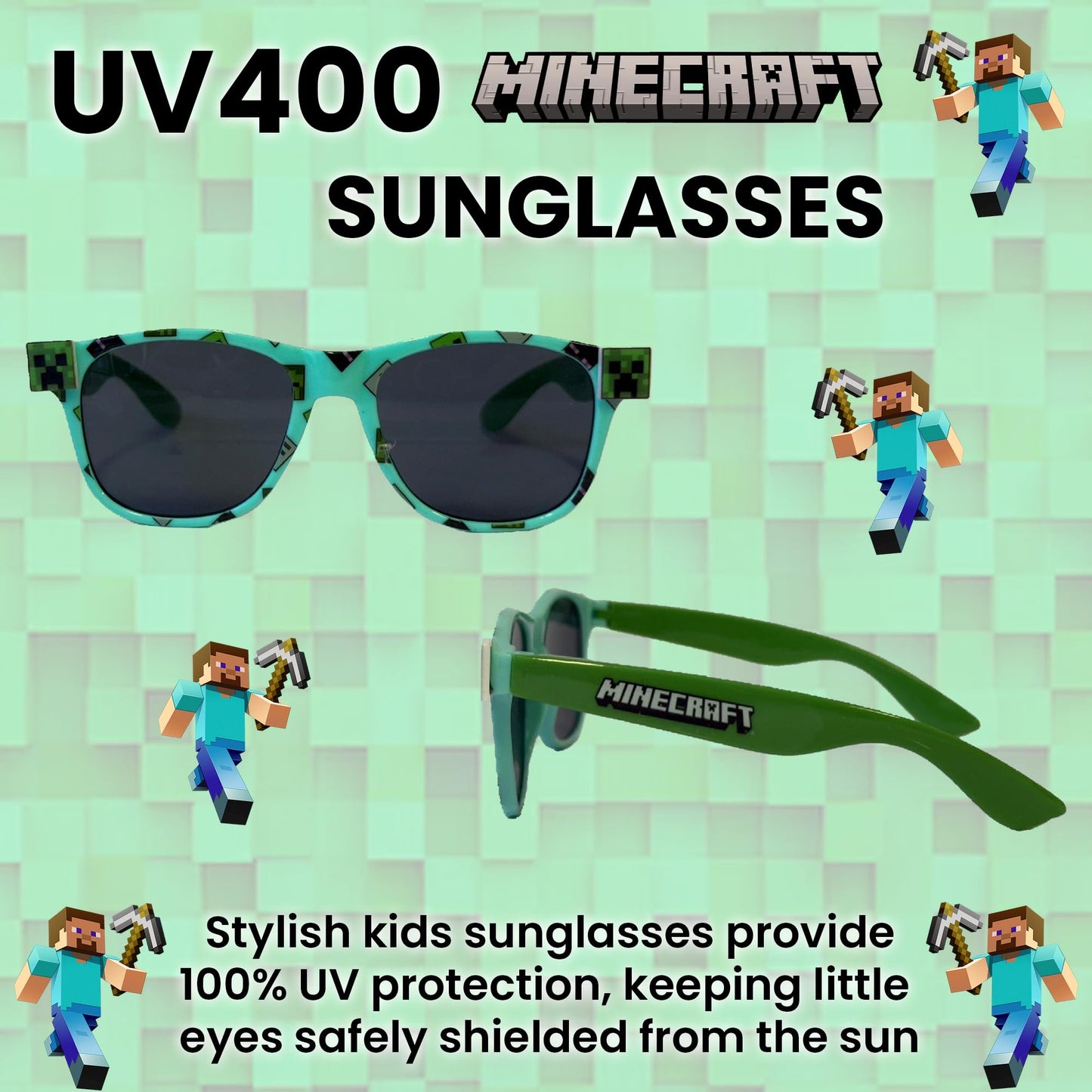 Minecraft Cap and Free Sunglasses Set - Light Blue and Green - Kids (image 5)