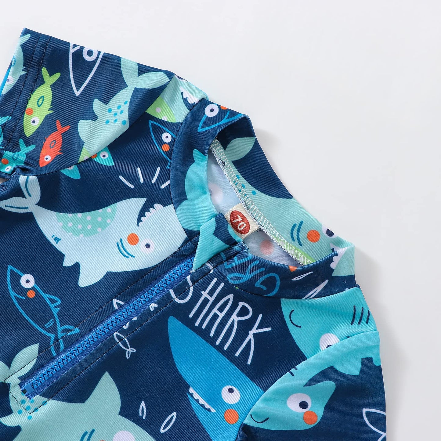 Nicoxijia Baby Boy Swimsuit Swimming Costume Infant Rash Guard Swimwear One Piece Zipper Swimwear Sun Protection Bathing Suit (Blue, 6-12 Months)