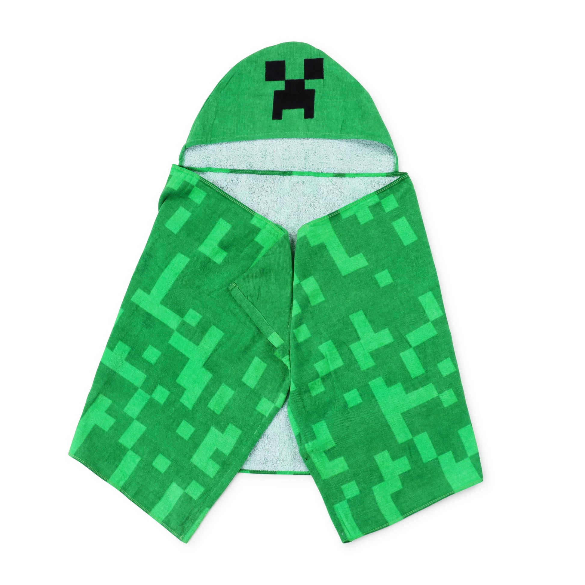 Minecraft Creeper Hooded Towel - 56 X Kids Super Soft Bath Towel (image 2)