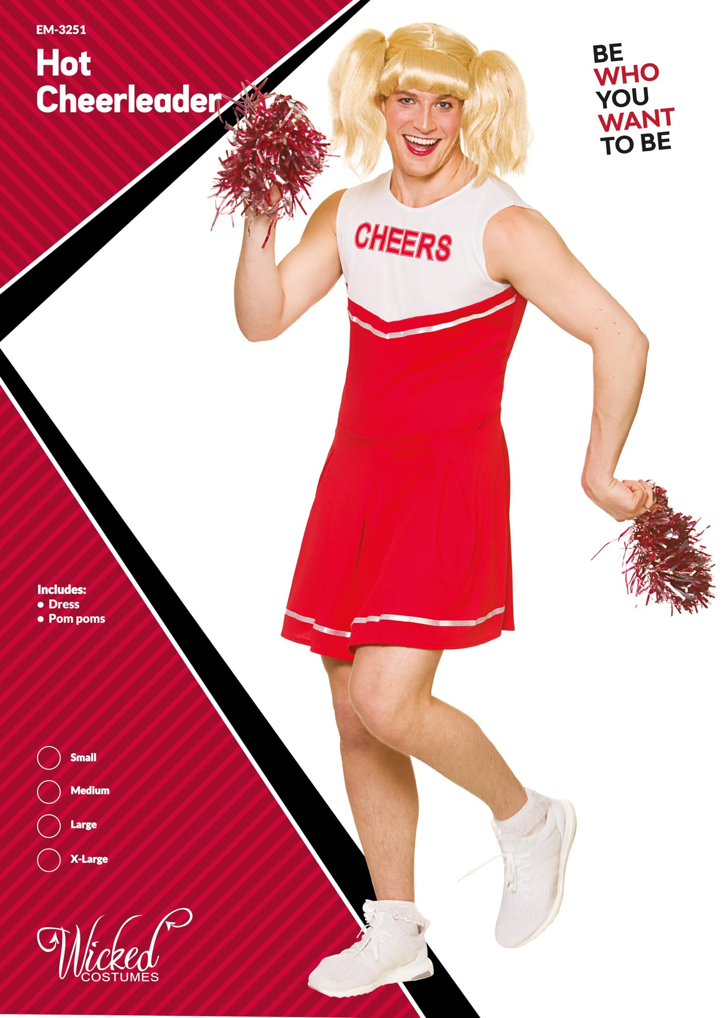 Mens Cheerleader Fancy Dress Costume - Funny Stag Night Outfit (image 3)
