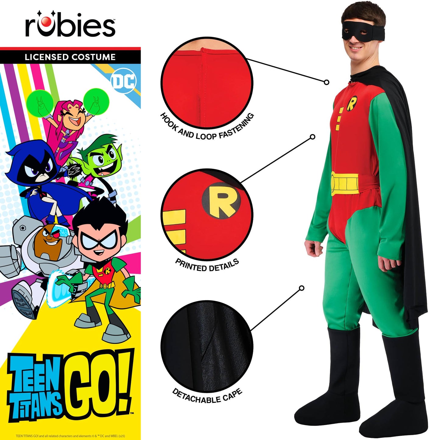 Rubie's Official Adult's Robin Classic Batman Costume-Red - Green-M
