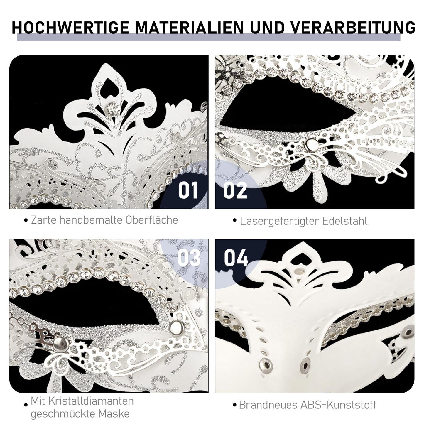 Hoshin Masquerade Mask, Mardi Gras Deecorations Venetian Masks for Womens (White)