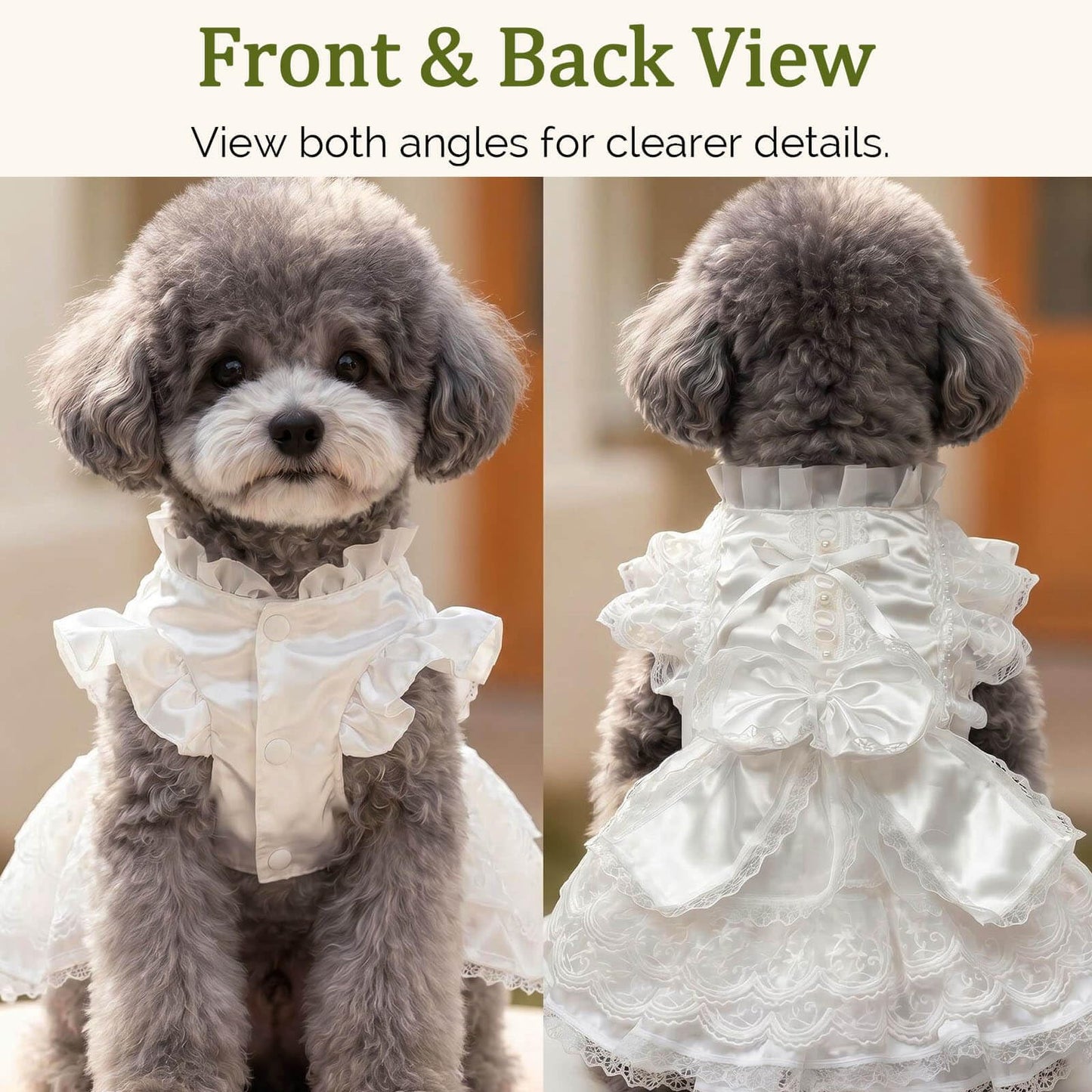 Dog Wedding Dress with Veil - Princess Lace Dog Dress with Bow