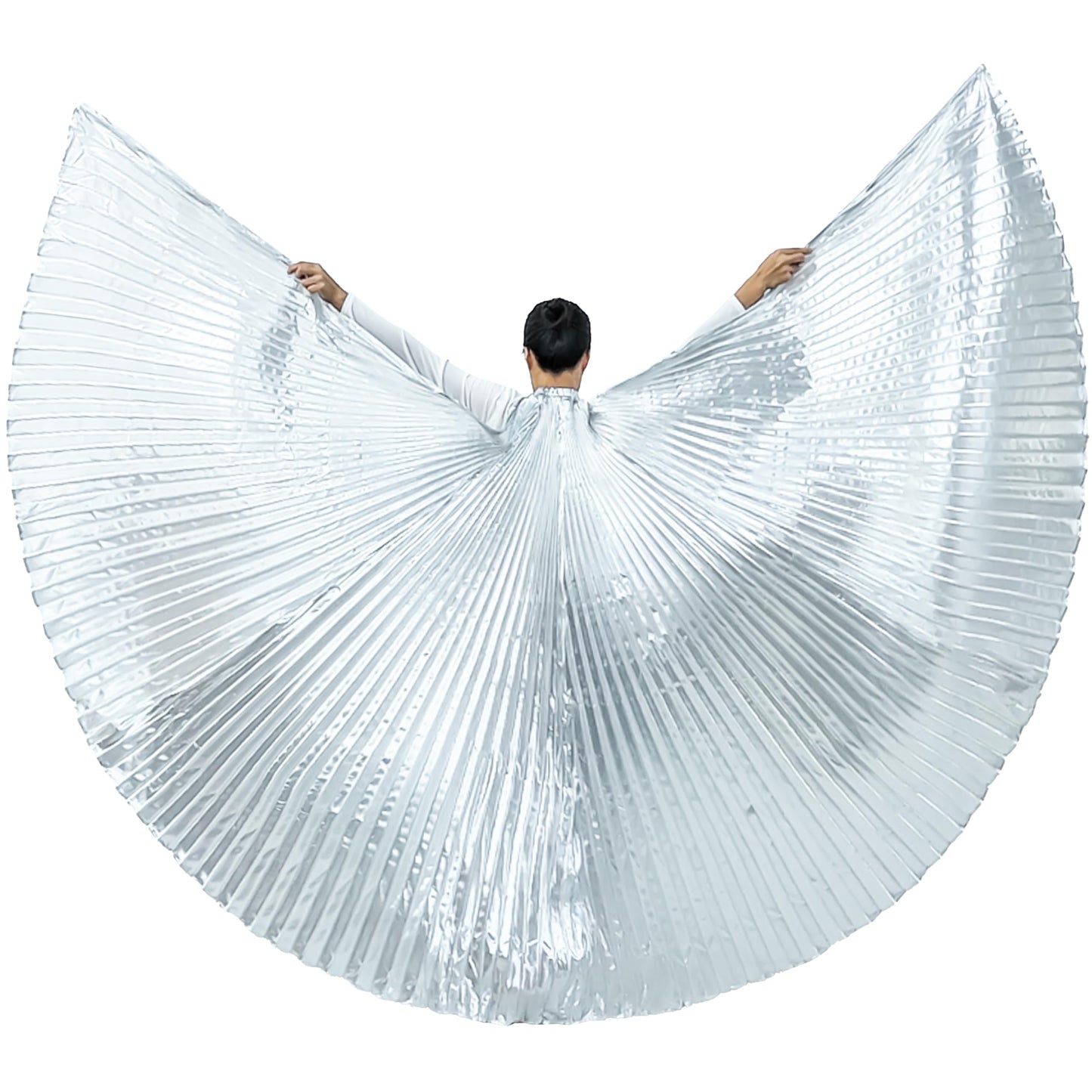 Women's 2 Sticks & Belly Dance Costume Angle Isis Wings (silver)