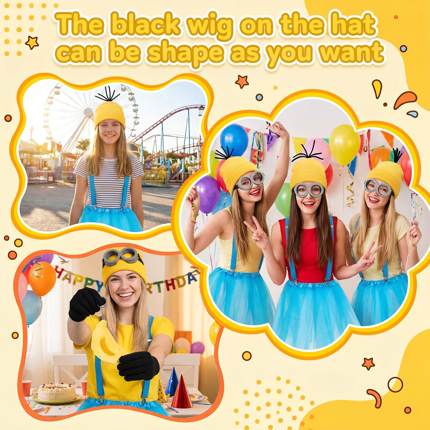 Funny Yellow Costume Women Halloween Fancy Dress Set - Cartoon