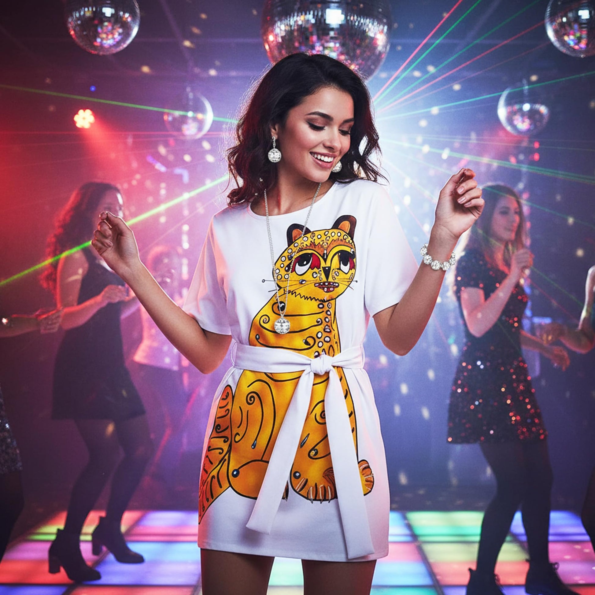 70s Fancy Dress Costume for Women - Disco Outfit with Disco Ball (image 7)