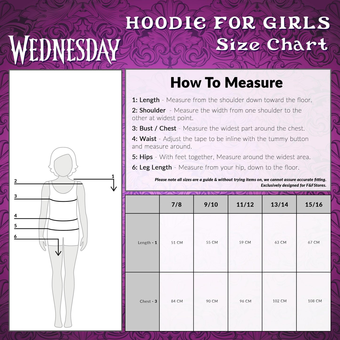 Wednesday Girls Hoodie - Hooded Sweatshirt for Teenagers 7-16 Years Soft Warm Casual Streetwear - Gifts (Black/Hug, 15-16 Years)