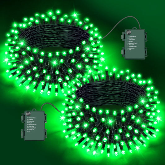 100 LED Halloween string lights, 10 metres total, green wire, 8 dynamic modes