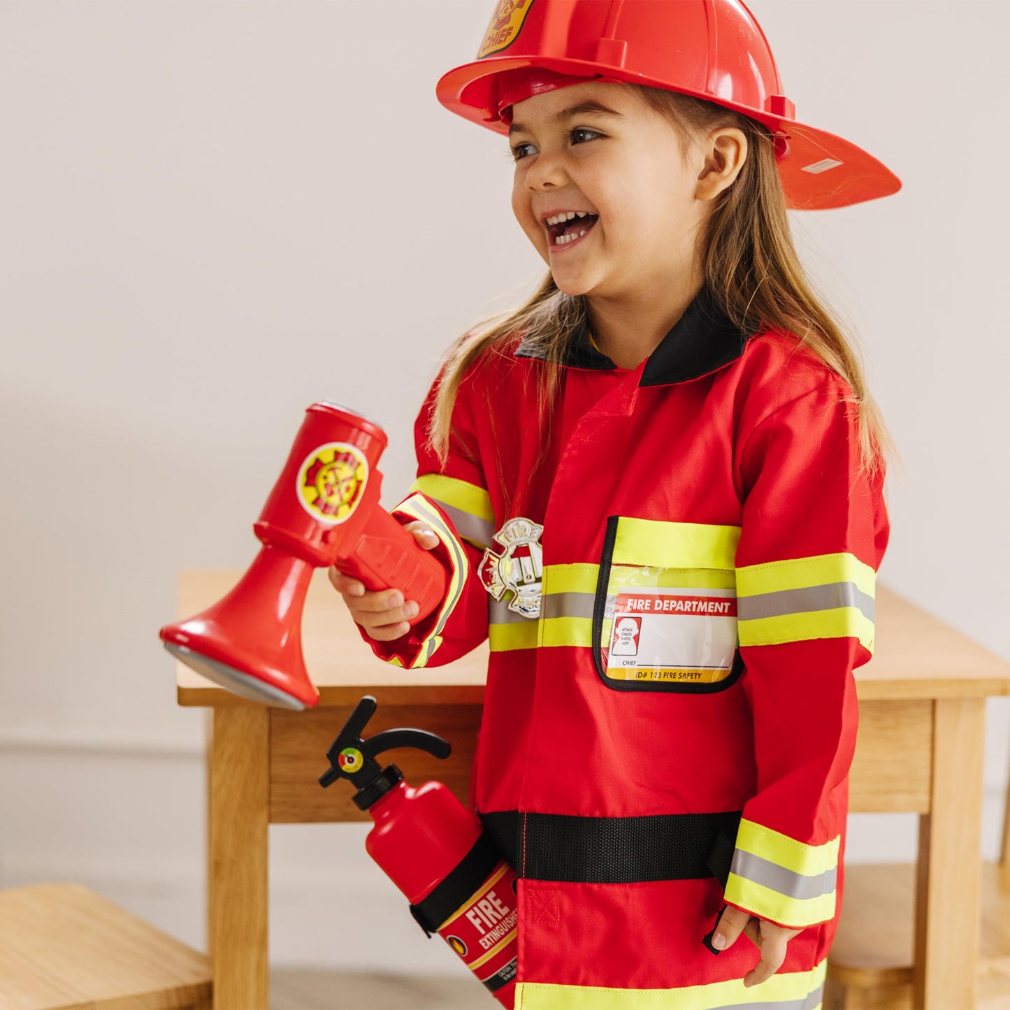Melissa & Doug Kids Fireman Costume Role Play Toys | Fancy Dress for Children & Toddlers Halloween Costumes | Pretend Play Gifts for Kids Age 3 to 6