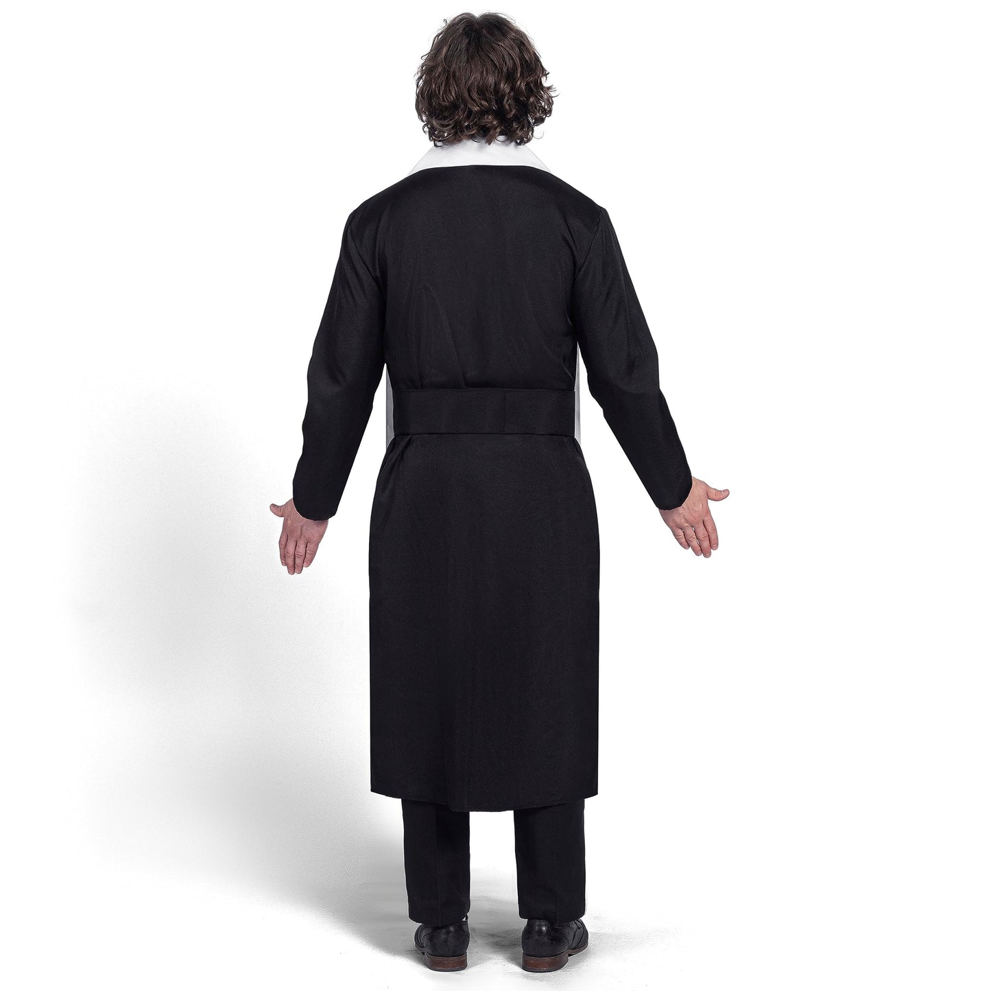 Spooktacular Creations Adult Men’s Black Priest Father Robe Stole, Priest Costume for Halloween Dress Up Party Cosplay (XL)