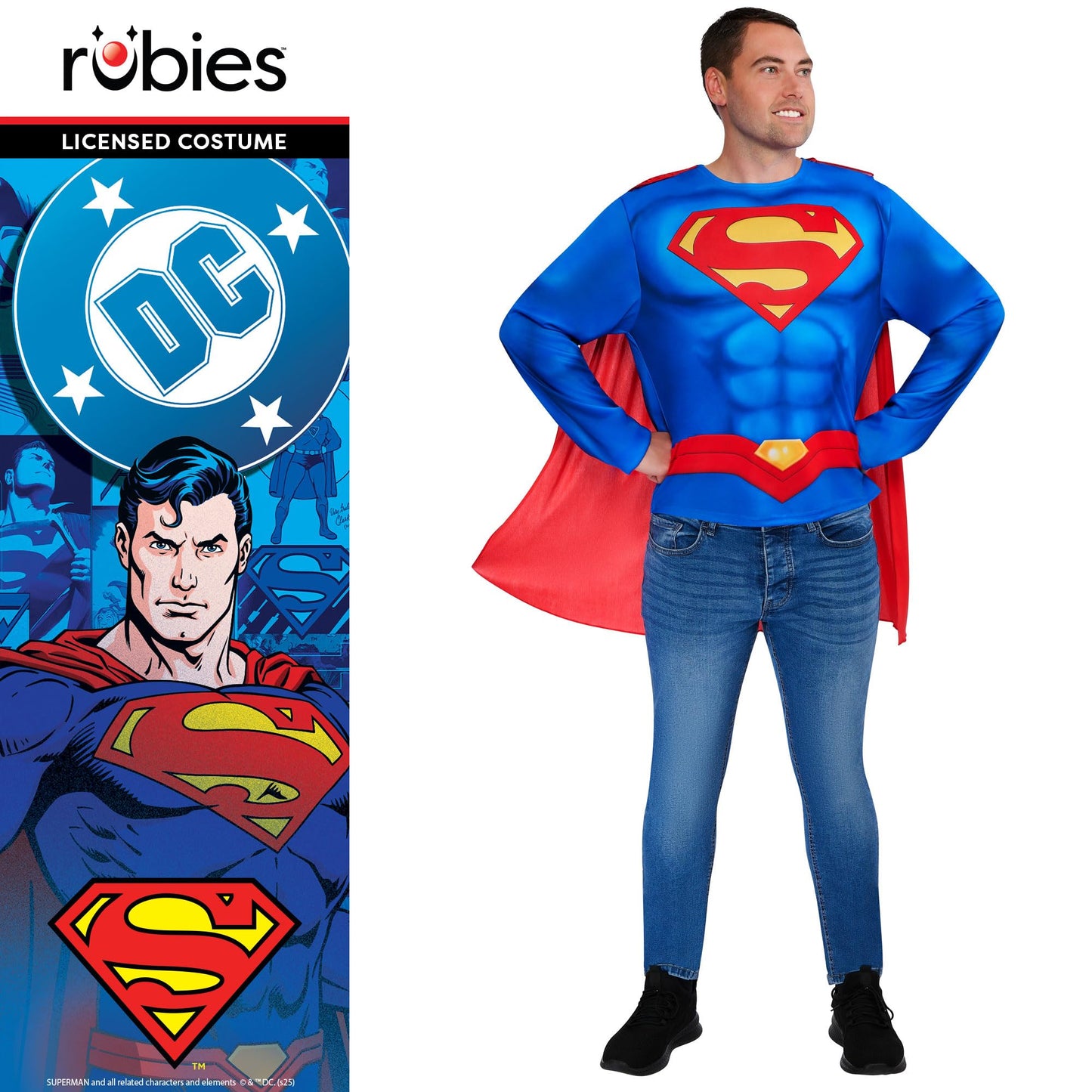 Rubes Official DC Comics Superman Top - Adult Fancy Dress