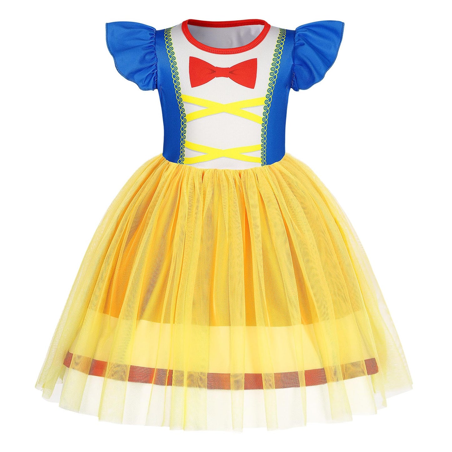 AmzBarley Princess Dress up Costumes for Girls Halloween Costume Kids Birthday Party Dresses Cosplay World Book Day Fancy Dress Clothes Yellow Age 5-6 Years 120