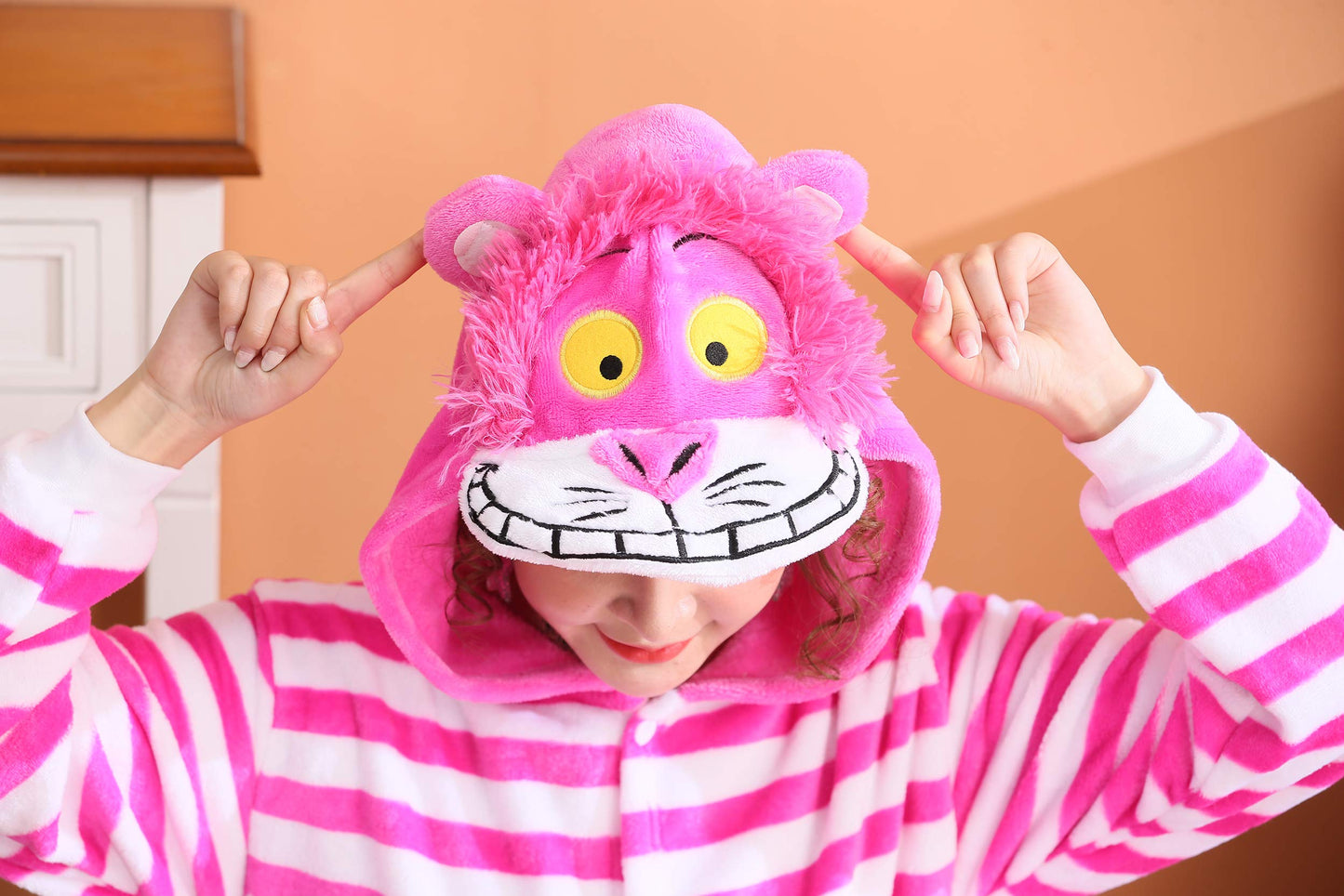 FunnyCos Adult Onesie Animal Pajamas Unisex Halloween Cosplay Costume Loungewear Cheshire Cat L
