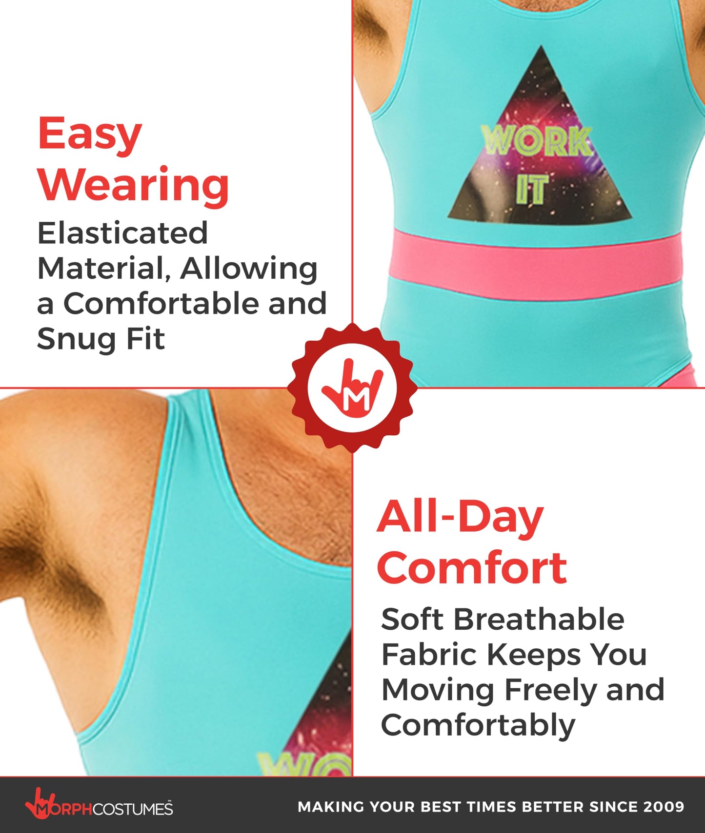 Fun Shack 80s Fitness Instructor Costume Men Aerobics Outfit Fancy Dress for 80s Themed Parties and Events, Medium