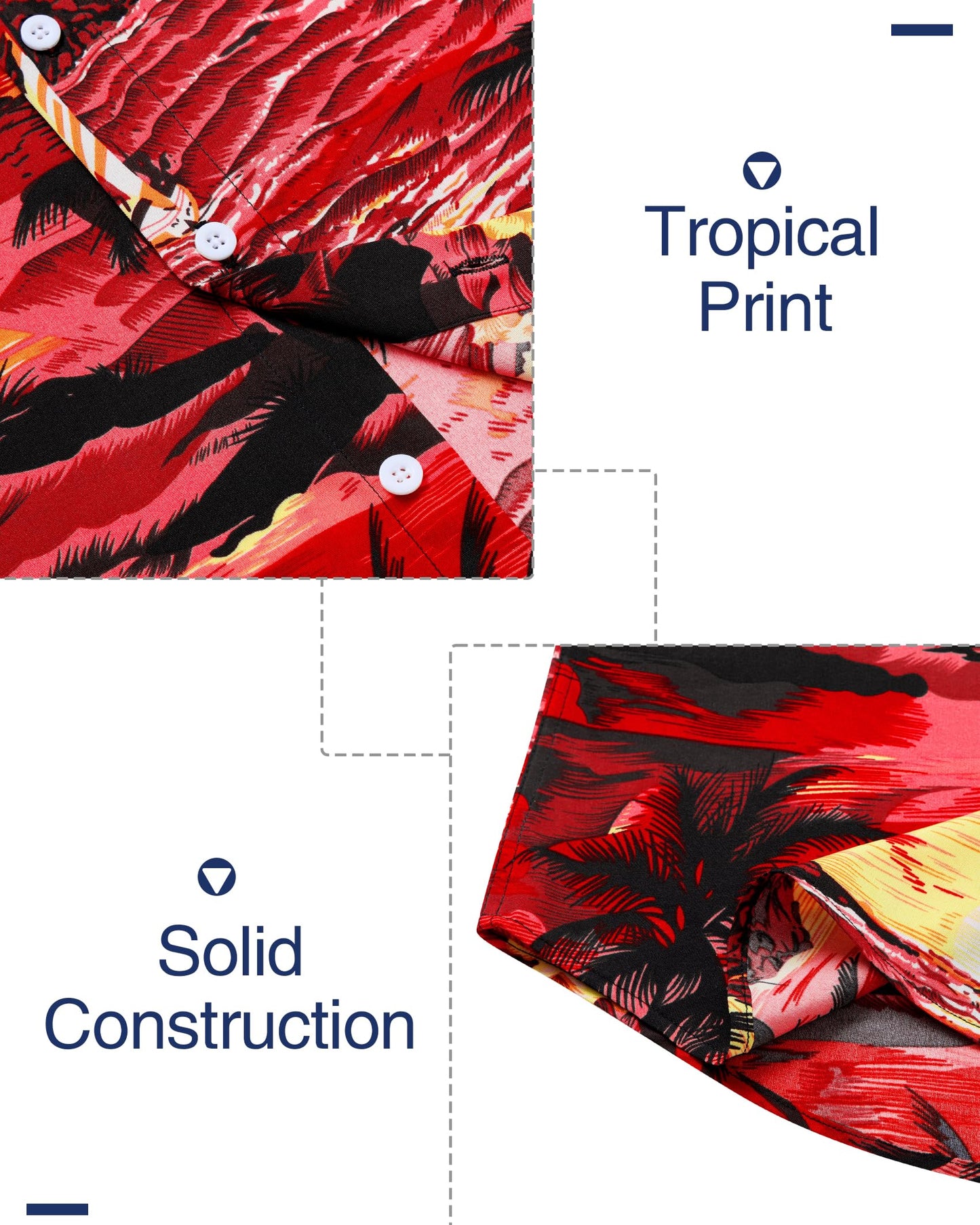 Mens Hawaiian Shirt Short Sleeve Floral Aloha Shirts for Summer
