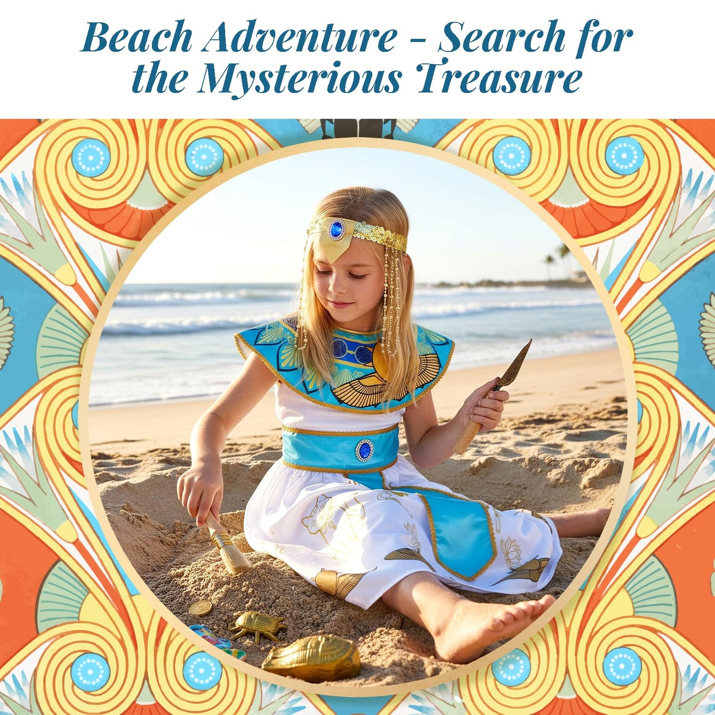 WIKITOT Egyptian Costumes for Girls, Halloween Costumes for Girls Aged 5-13 (M)