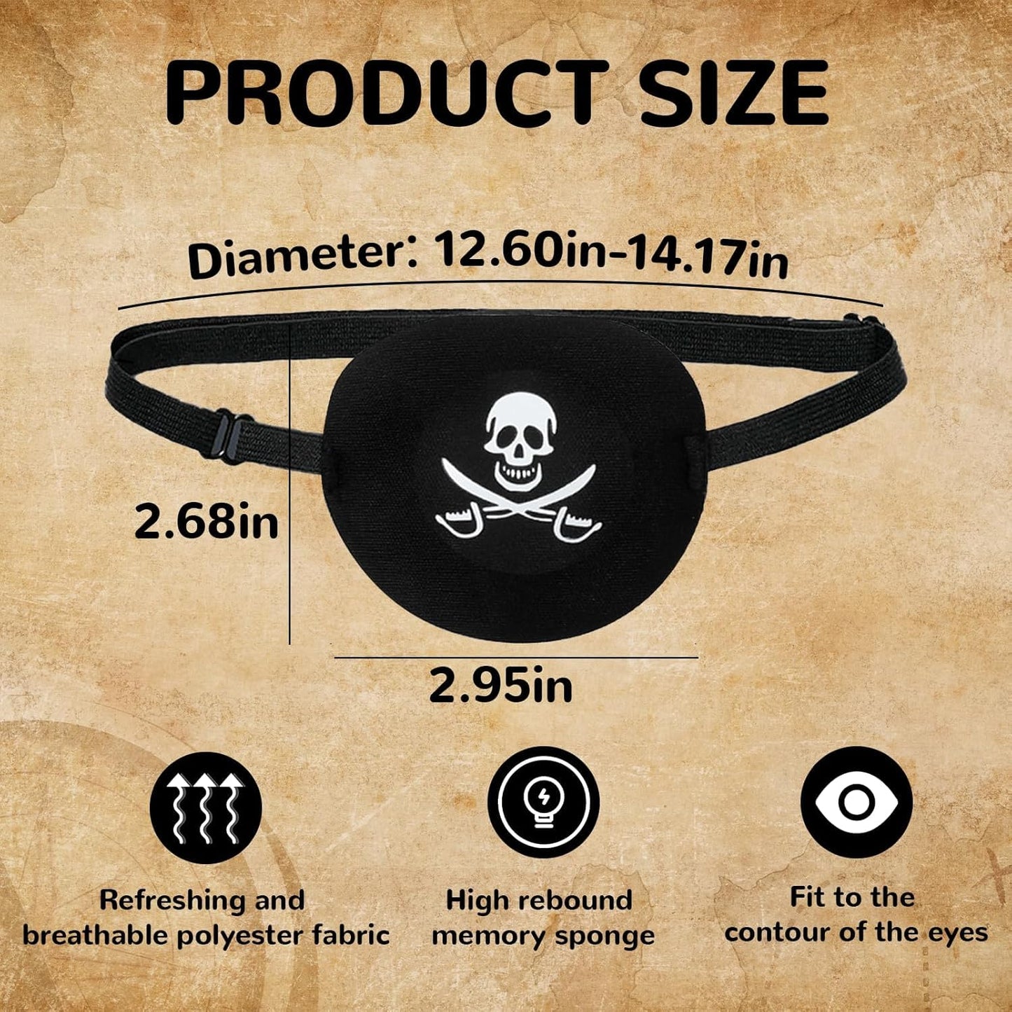 Pirate Eye Patch for Adults & Kids - Adjustable Buckle Reusable
