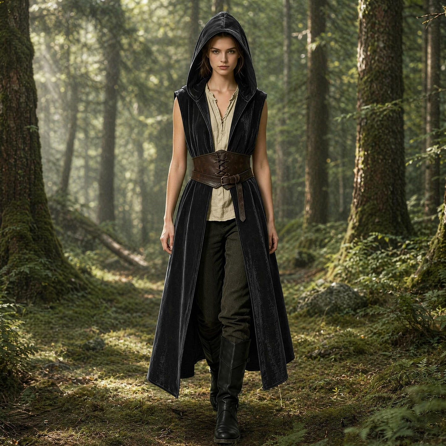 Medieval Hooded Vest for Women - Sleeveless Cloak Renaissance