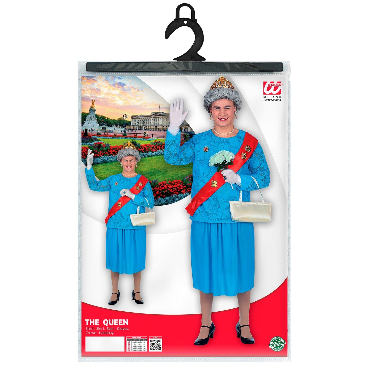 W WIDMANN MILANO Party Fashion - Queen Costume for Men, Drag Queen, Theater, Animation, Celebrity, English, Carnival