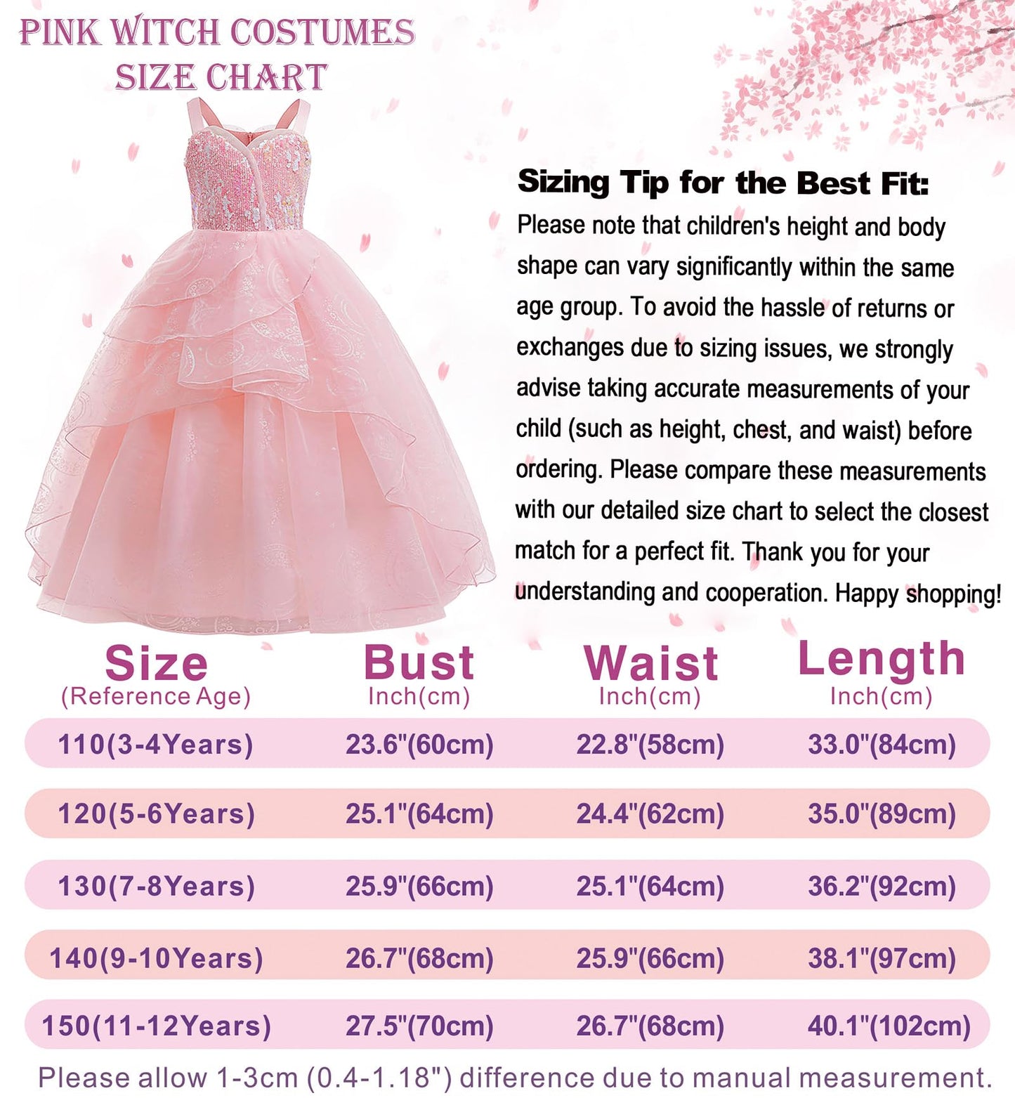 Marendyee Kids Princess Dress up Magic Witch Costume World Book Day Costumes for Girls Sequin Fancy Dress Pink Princess Fairy Dresses Child Celebration Theme Party Outfits Teenagers 11-12 Years