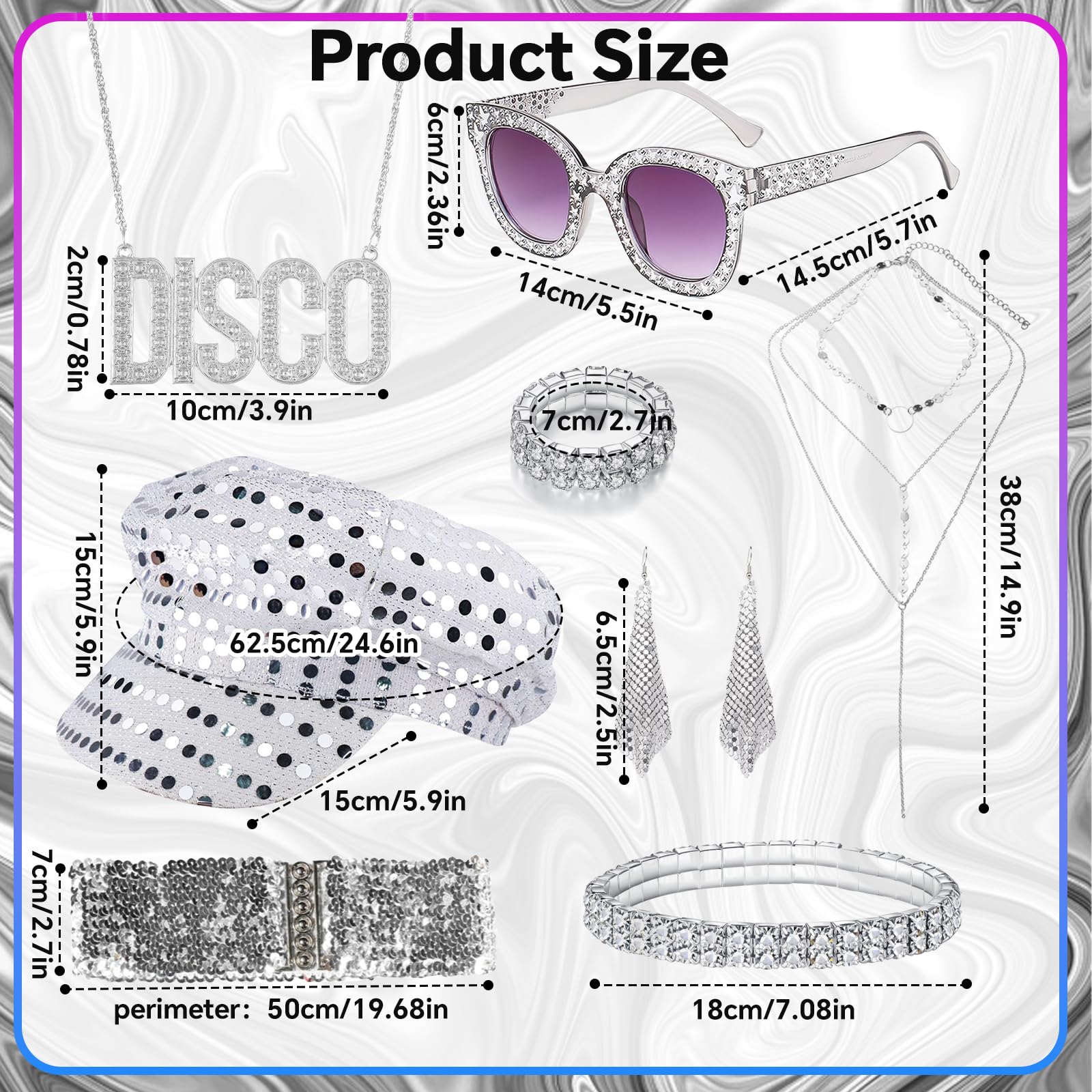 70s Disco Accessories - 70s Fancy Dress Costumes with Sequins Hat (image 2)
