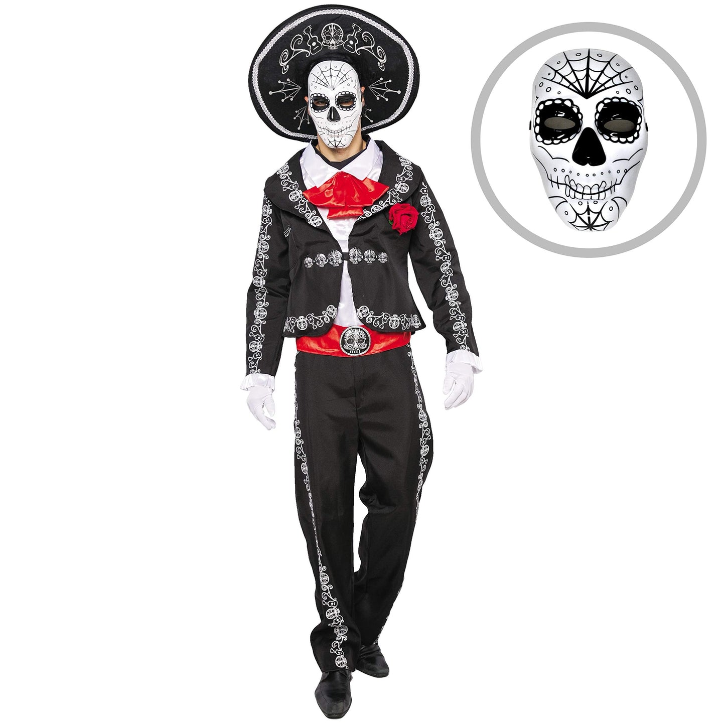 Spooktacular Creations Mens Day of The Dead Mariachi Senor Adult Costume Set Halloween Dress Up Party, Dia Muertos