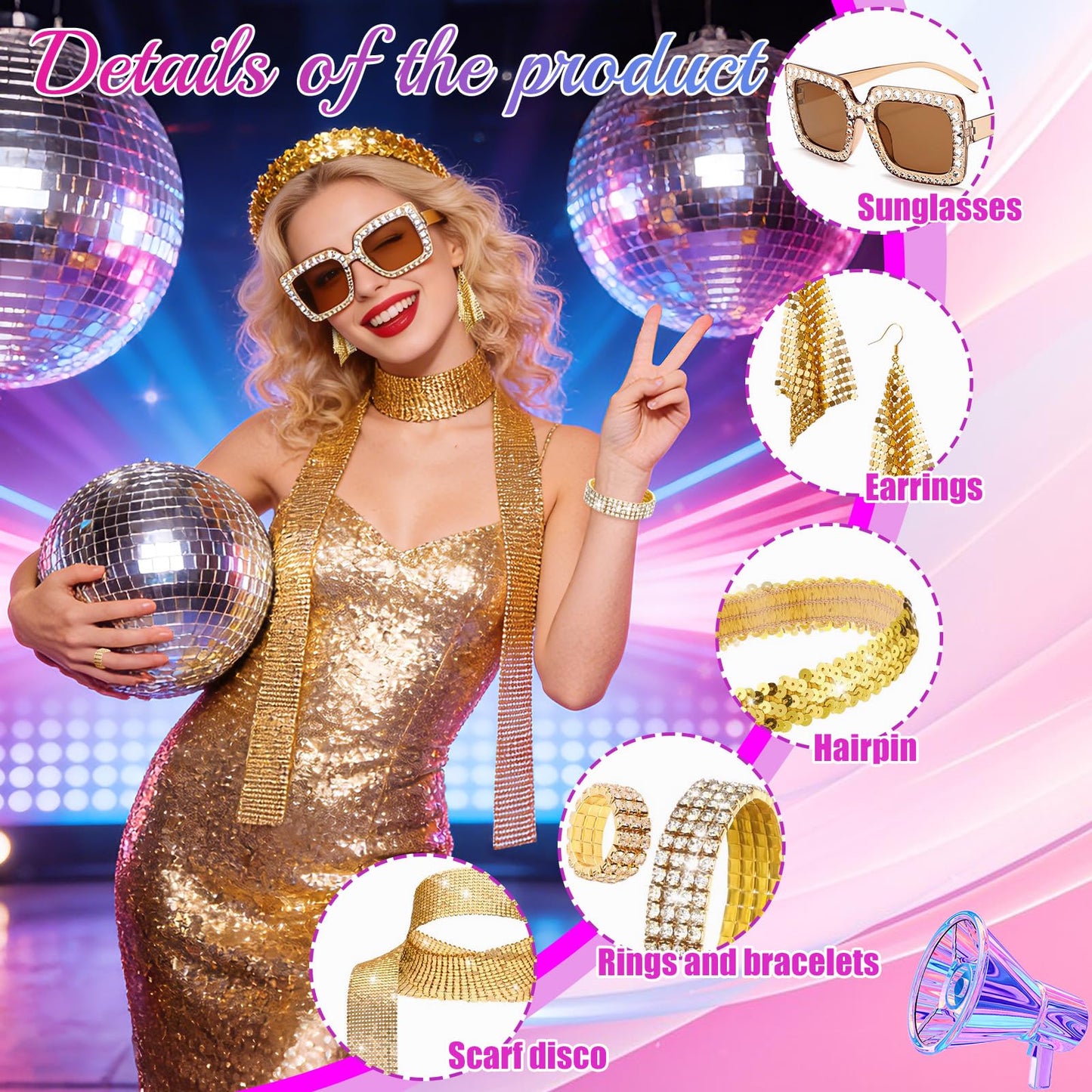 70s Disco Costume Set for Women - 1970s Disco Fancy Dress (image 3)