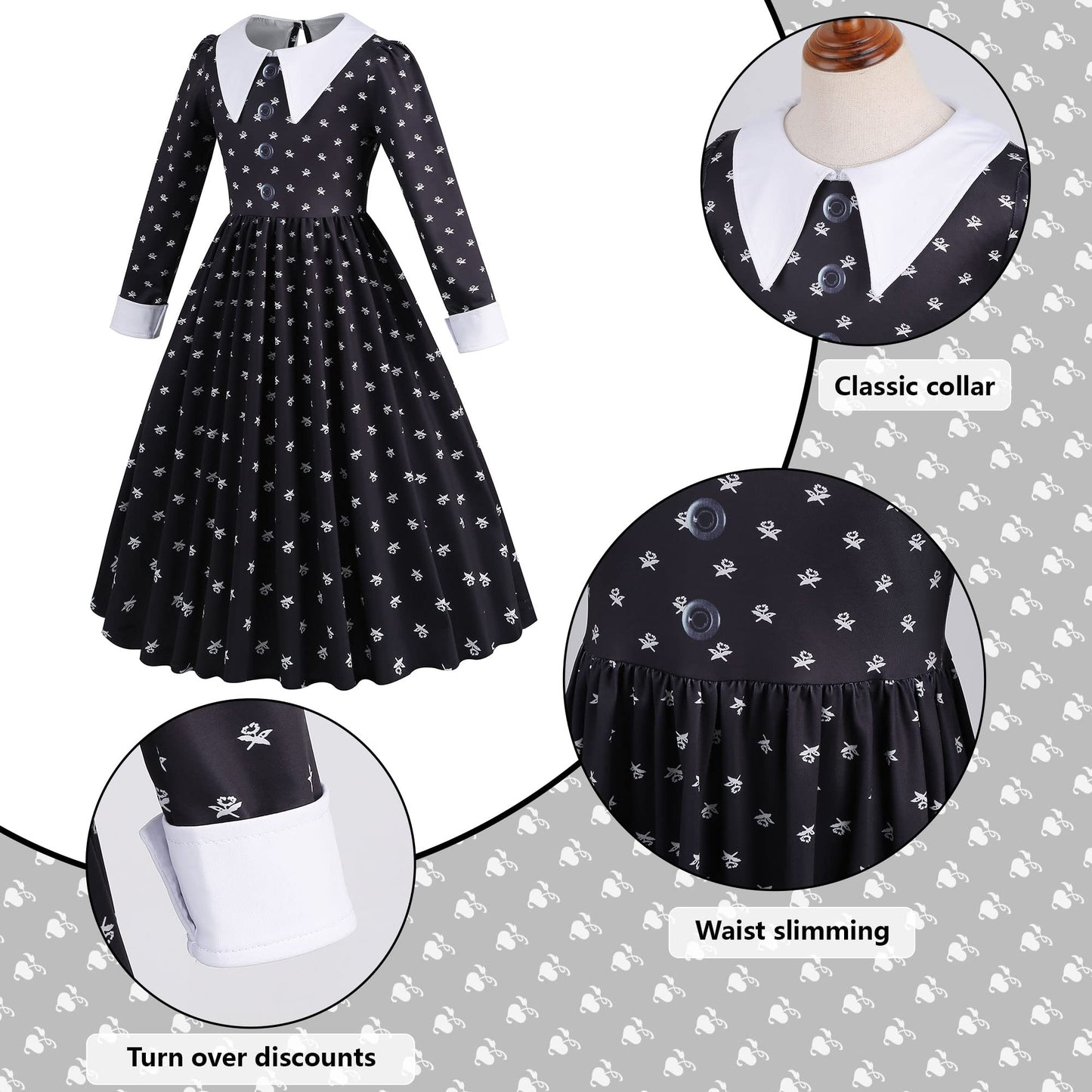 Wednessday Costume Black Costume Girls Dress for Kids Black Girls Wednessday Kids Party Dresses 4-13 Years