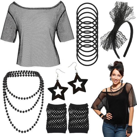 Black 80s accessories for women and girls outfits costume