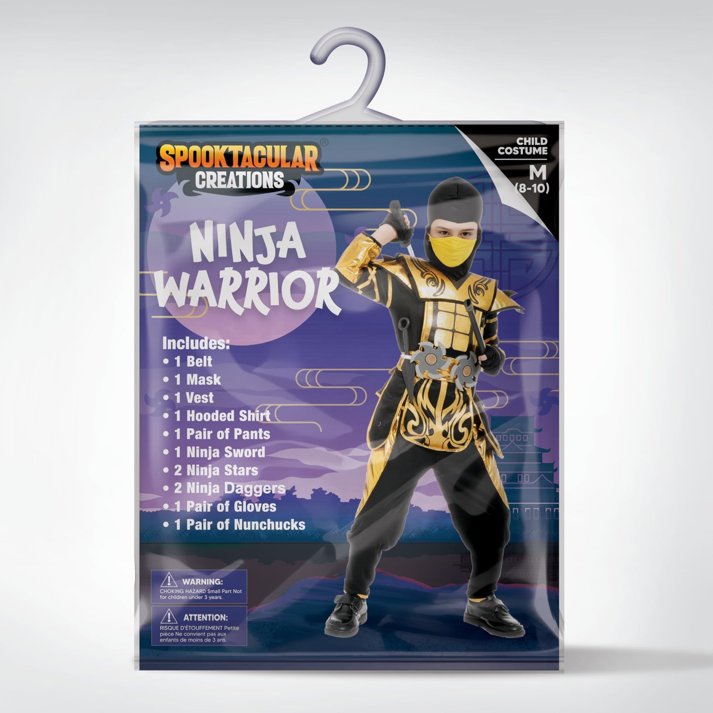 Spooktacular Creations Halloween dress up for Child Boy Golden Ninja costume (Large (10-12 yrs))
