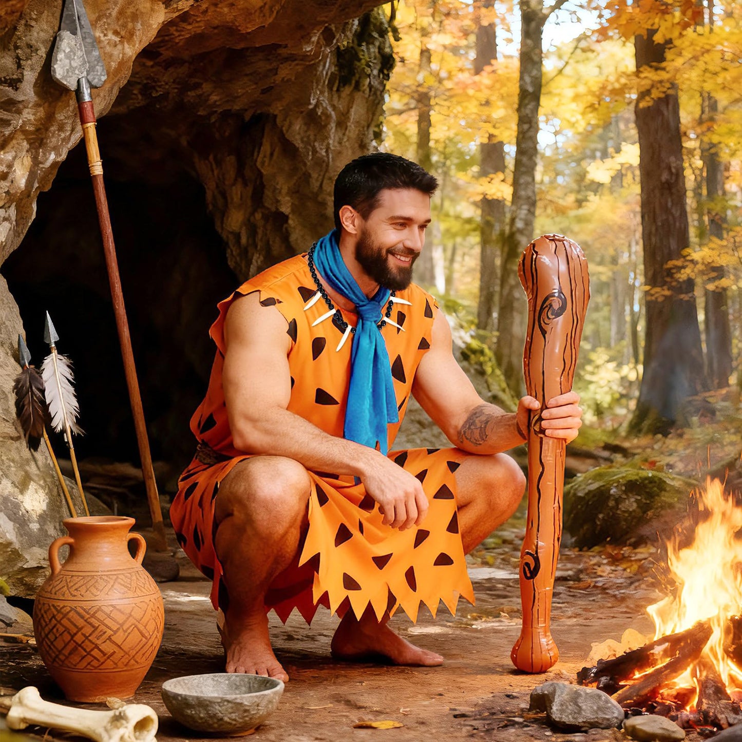 Caveman Costume Set for Adults - Stone Age Halloween Outfit