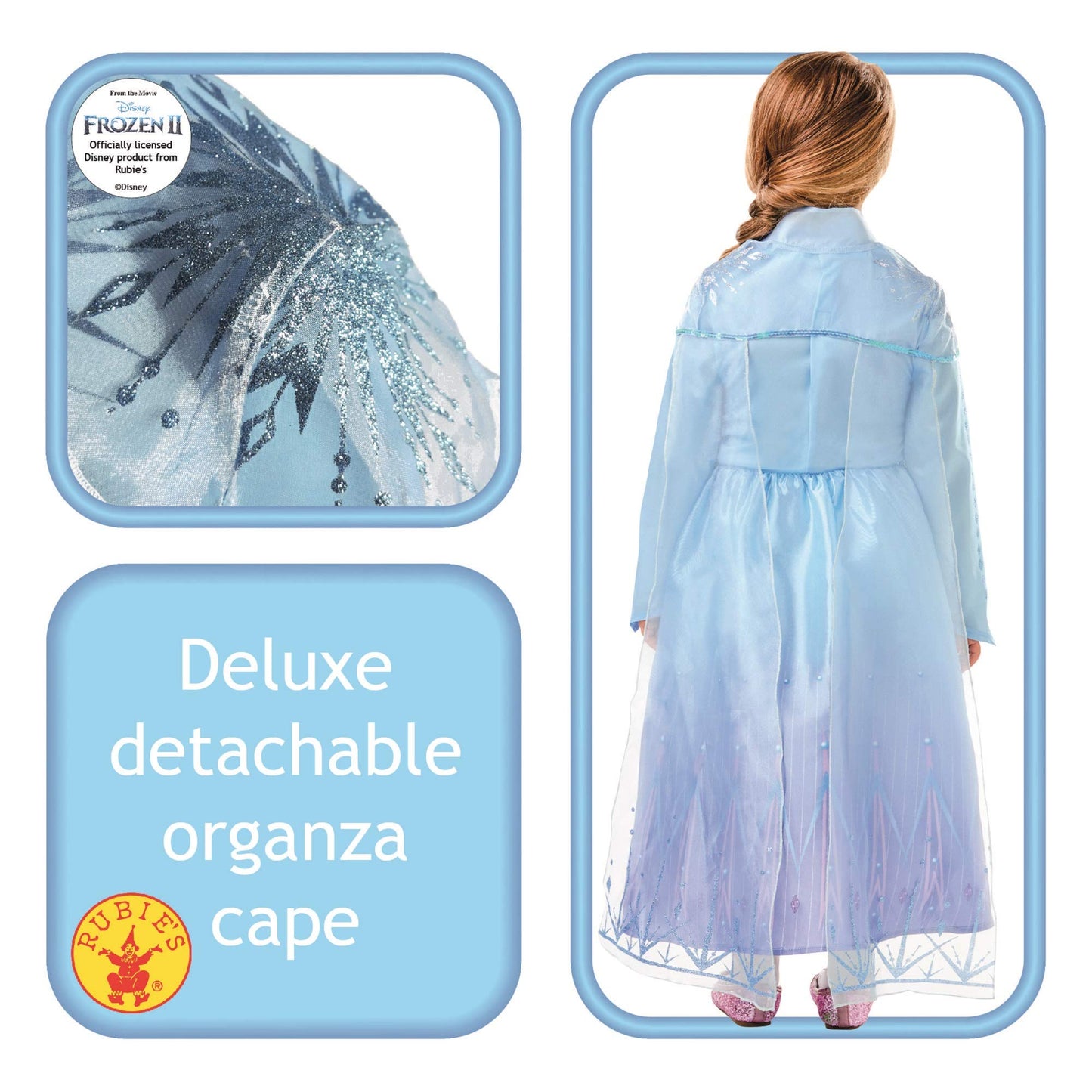 Rubie's Official Disney Frozen 2, Elsa Deluxe Dress, Childs Costume, Size Age 9-10 Years