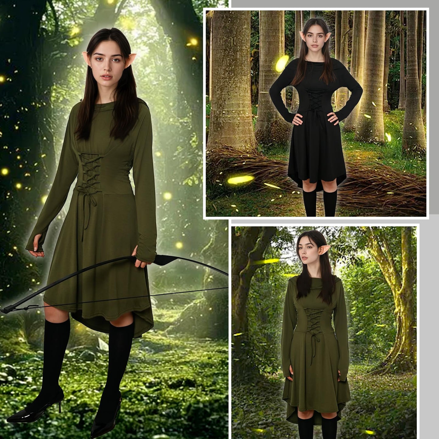 Women's Medieval Hooded Dress Renaissance Costume - Halloween (image 6)