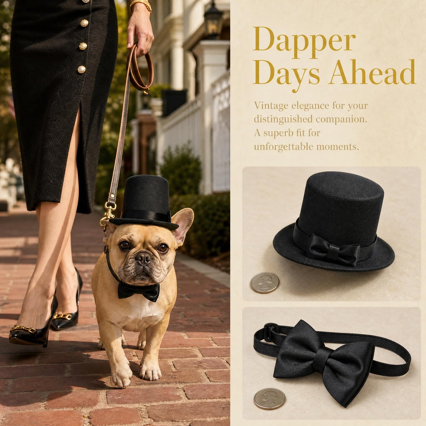 Pet Formal Costume Set Dog Top Hat with Necktie Cat Gentleman