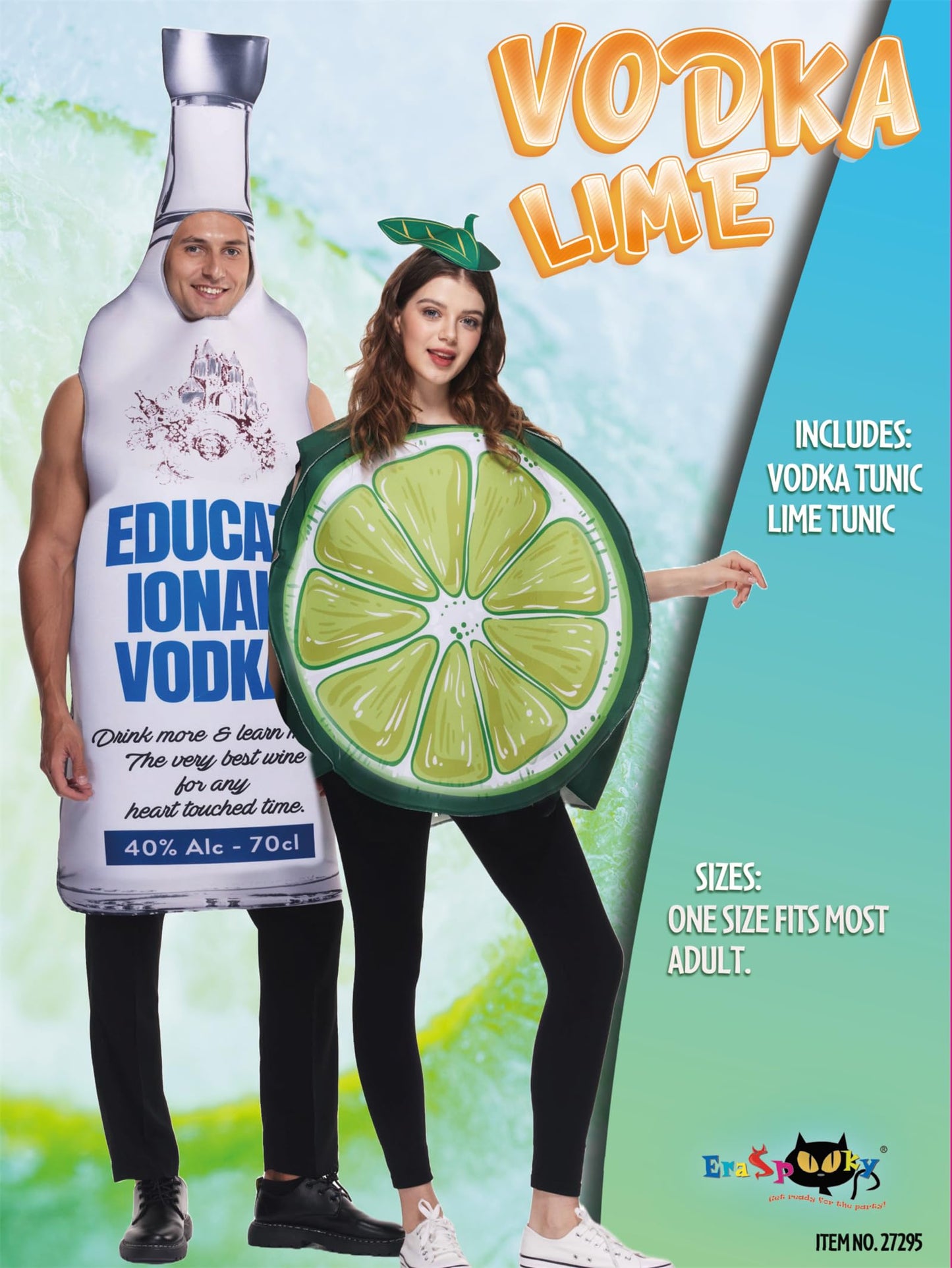 EraSpooky Vodka Bottle and Lime Couple's Tunic Costume Funny Halloween Adult Food Party Outfits Unisex