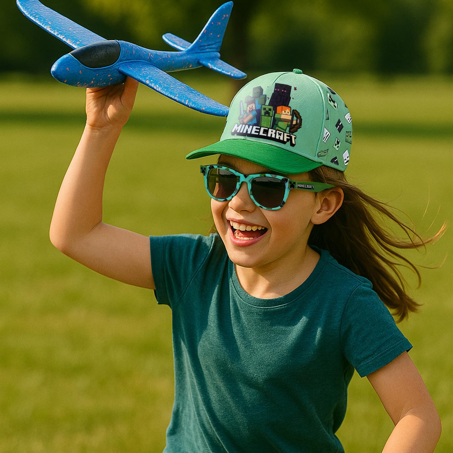 Minecraft Cap and Free Sunglasses Set - Light Blue and Green - Kids (image 8)