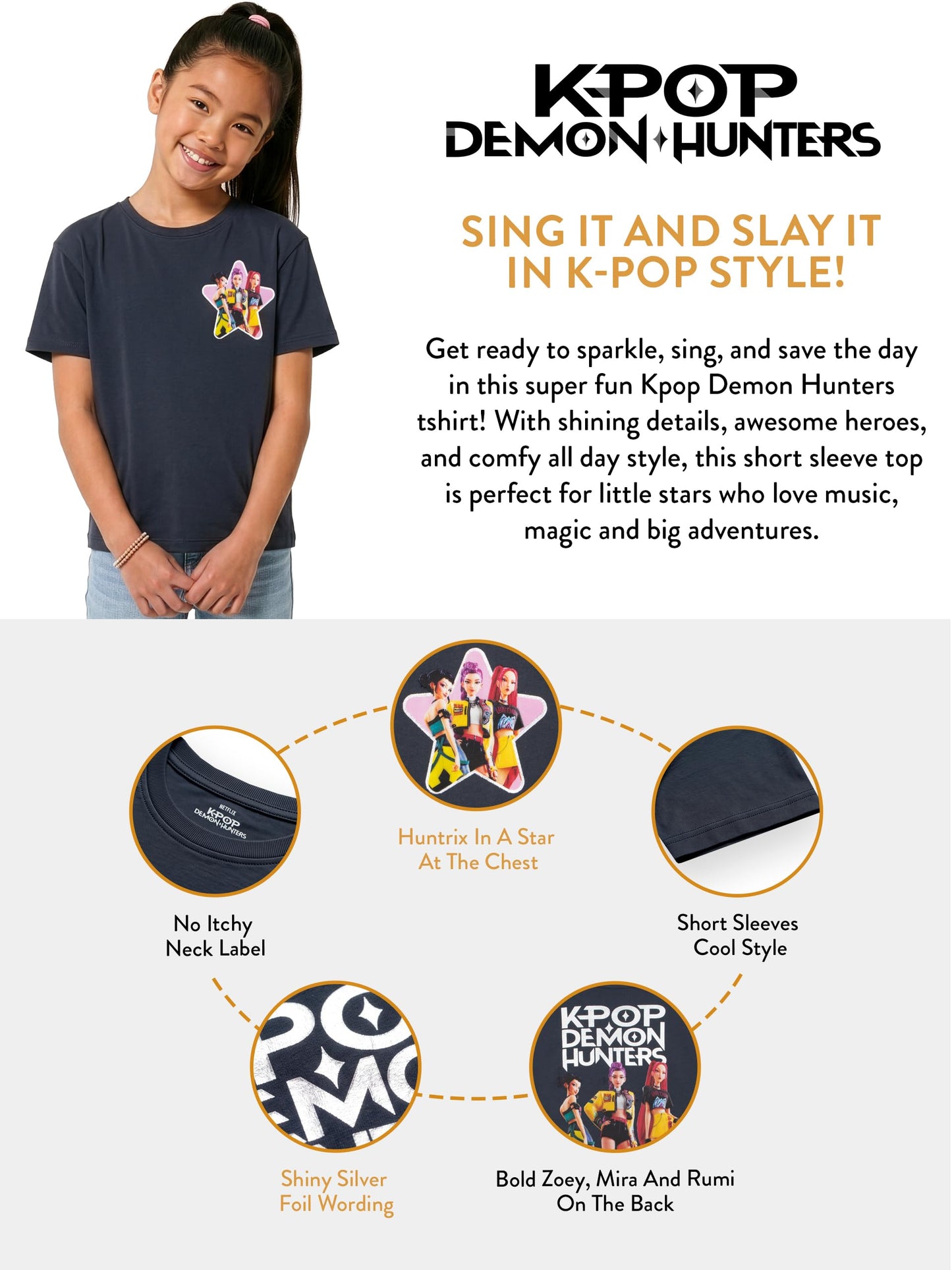 Tshirt - Huntrix Short Sleeve Girls' T-Shirts - Boxy Girls Top