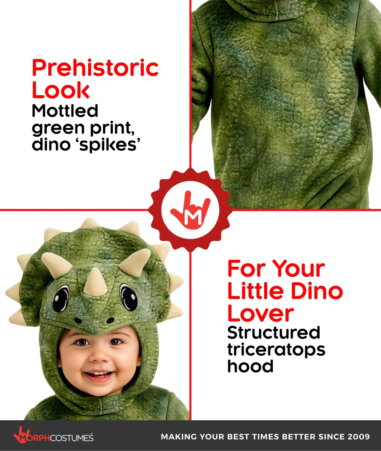 Morph Triceratops Costume Kids, Dinosaur Costume Kids, Triceratops Costume Toddler, Dinosaur Halloween Costumes Boys, (3-4Y)