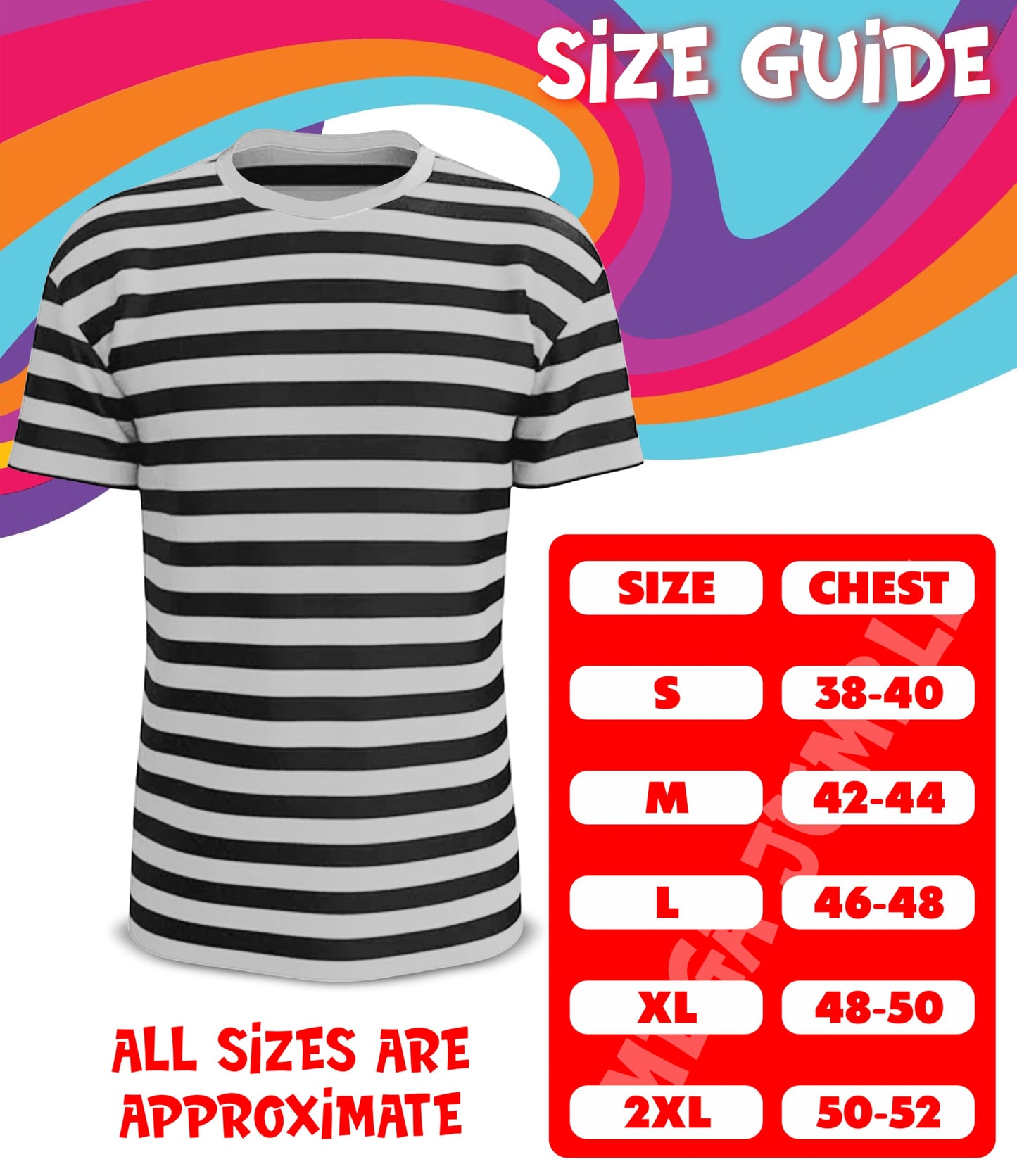 Mega_Jumble Alice in Wonderland Twins Fairy Tale Tweedle Dee or Dum Fancy Dress Costume Set - Black & White Stripe T-Shirt, Helicopter Hat, Braces and Gloves (M)
