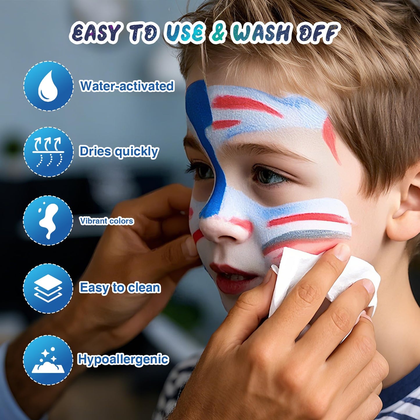 Face Painting Kit for Kids, 42 Colors Professional Face Paint Kit, Body Paint Set with Stencils, Brush, Gems, for Carnival, Halloween, Costume Makeup, Children's Day, Parent-Child Companionship Gifts