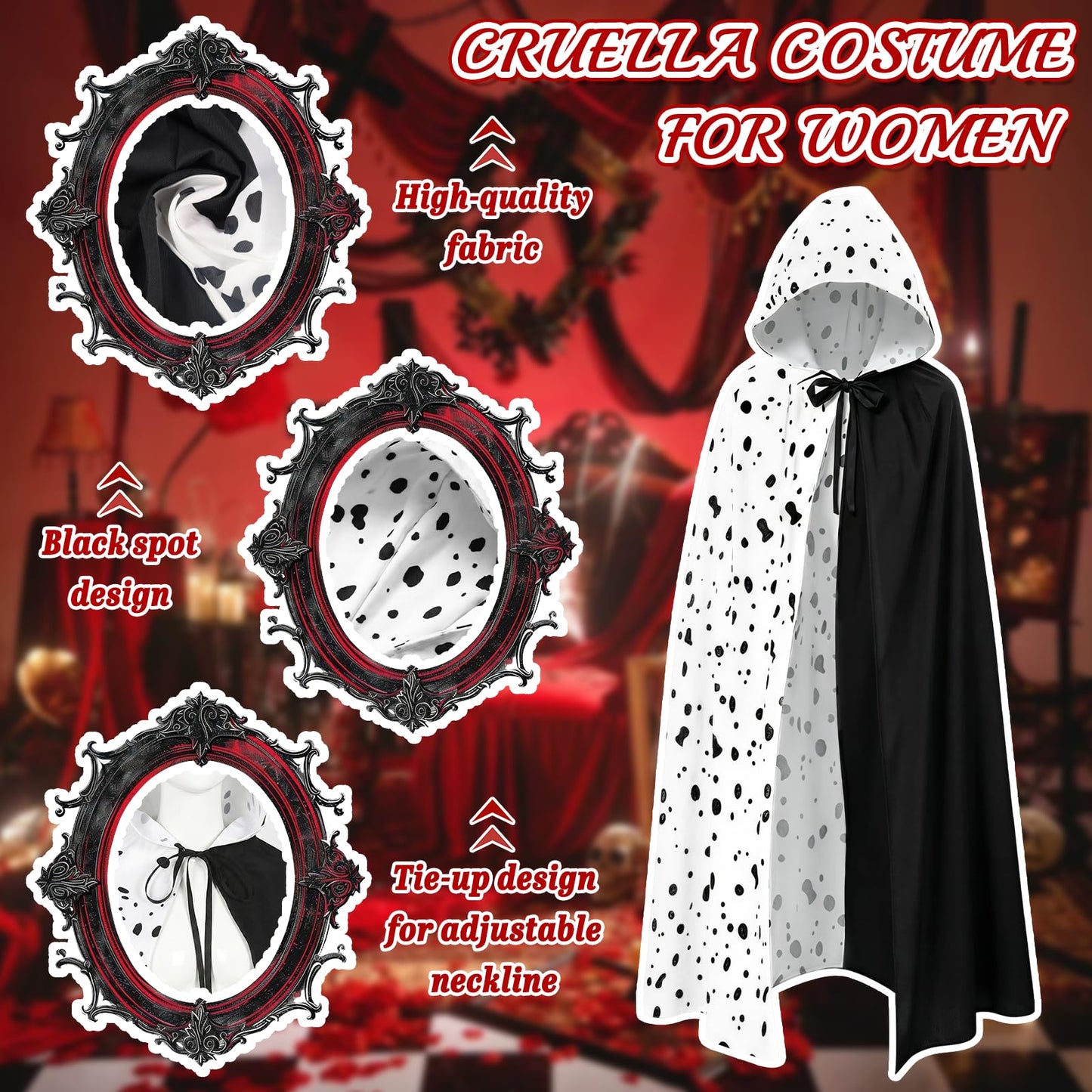Cruella Costume Accessories Set for Women - Villain Fancy Dress Kit (image 6)