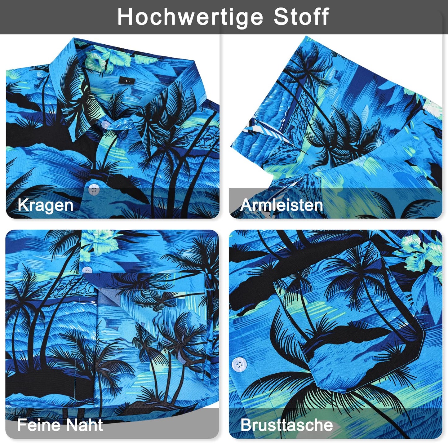 Hawaiian Shirt for Men with Chest Pocket - Short Sleeve Lightweight