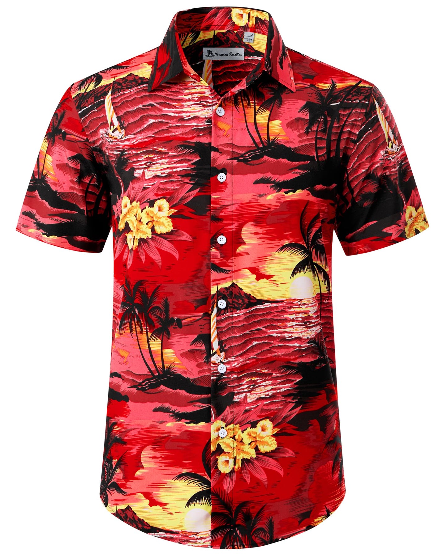 Mens Hawaiian Shirt Short Sleeve Floral Aloha Shirts for Summer