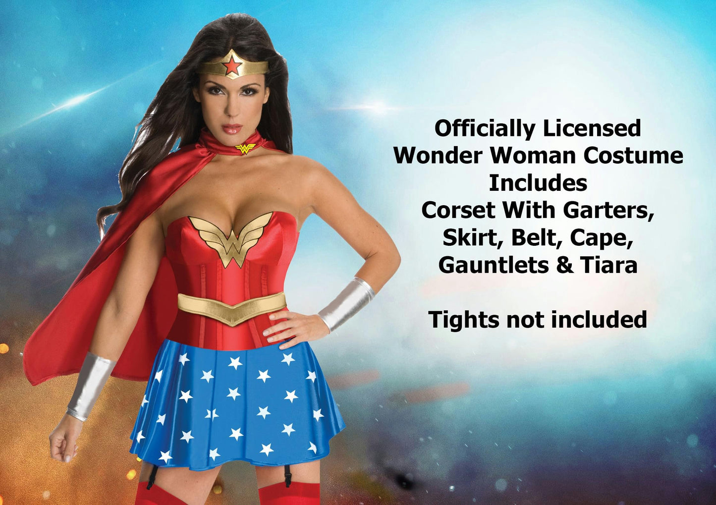 Official Ladies Wonder Woman Corset Adult Costume - Halloween (image 2)