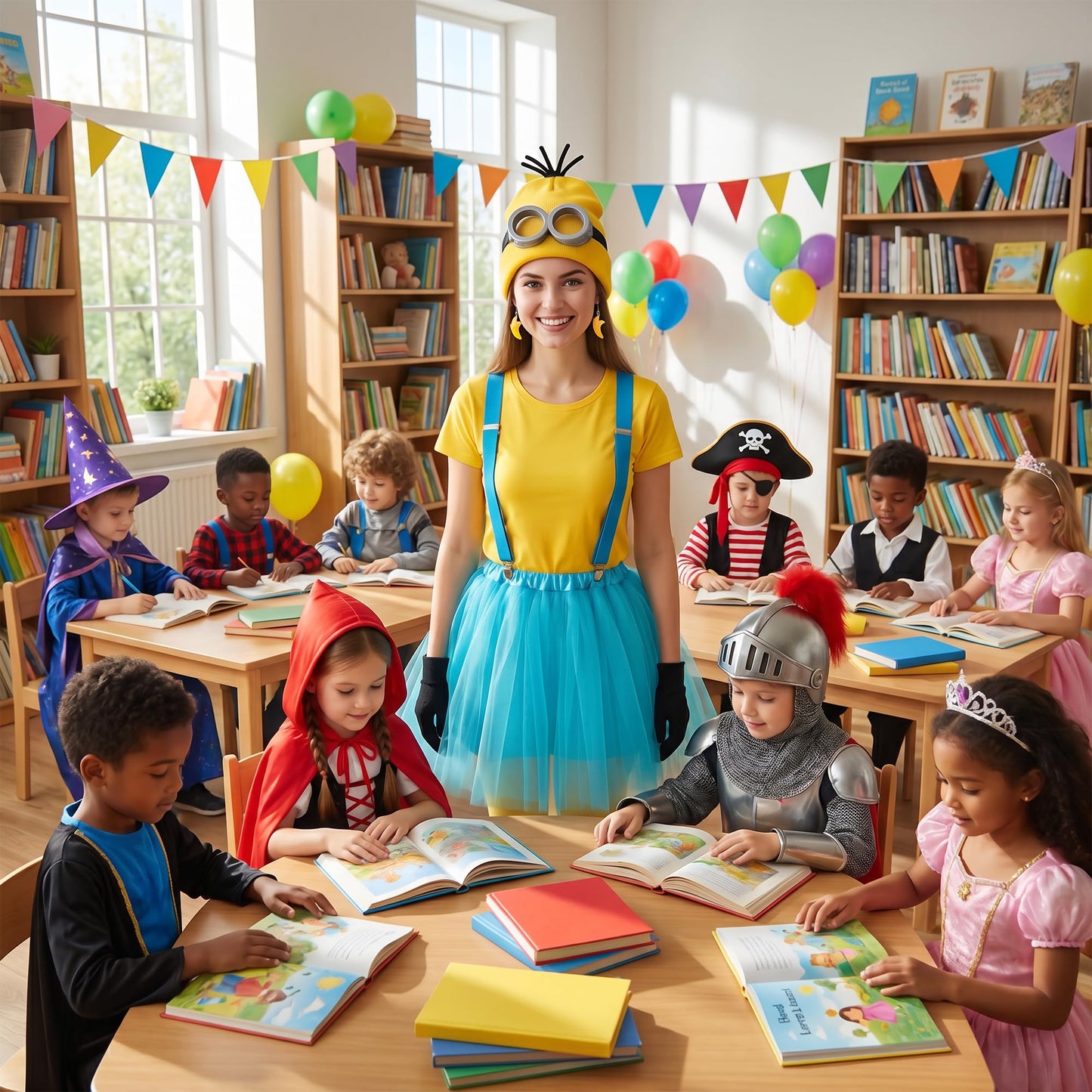 Funny Yellow Costume Women Halloween Fancy Dress Set - Cartoon