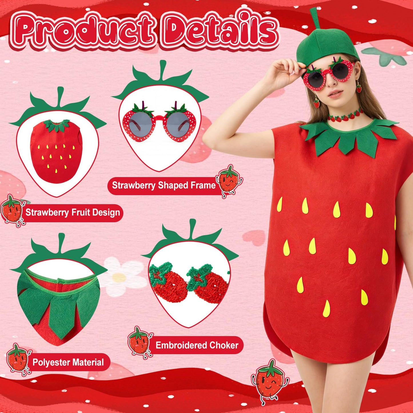 Strawberry Costume for Adults - Funny Fruit Fancy Dress Outfit (image 3)