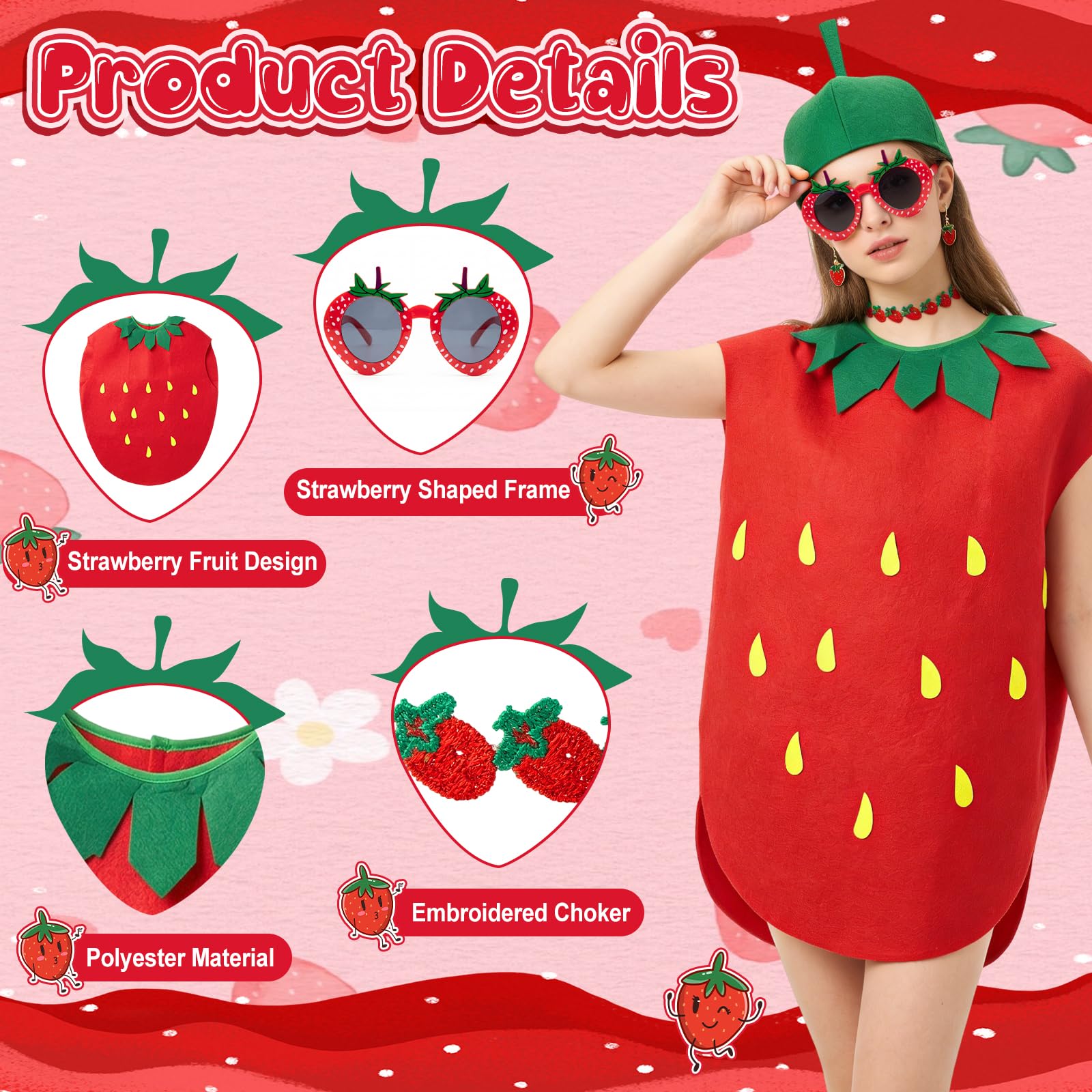 Strawberry Costume for Adults - Funny Fruit Fancy Dress Outfit (image 3)