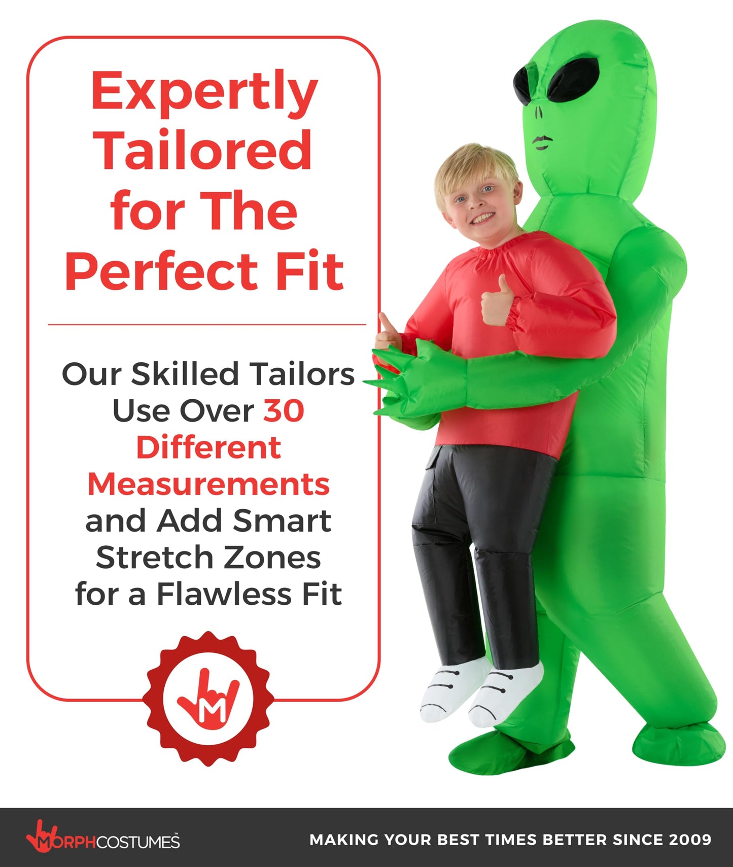 Morph Alien Costume Kids (4-6yrs), Red Abductee Alien Inflatable Costumes for Boys, Boys Halloween Costume, Halloween Costumes for Kids