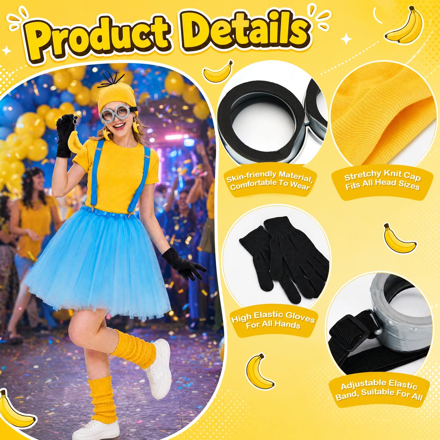 Funny Yellow Costume Women Halloween Fancy Dress Set - Cartoon